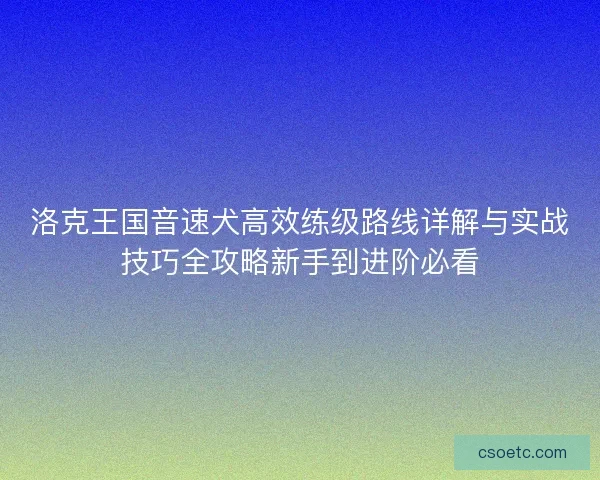 洛克王国音速犬高效练级路线详解与实战技巧全攻略新手到进阶必看