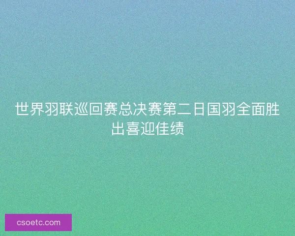 世界羽联巡回赛总决赛第二日国羽全面胜出喜迎佳绩