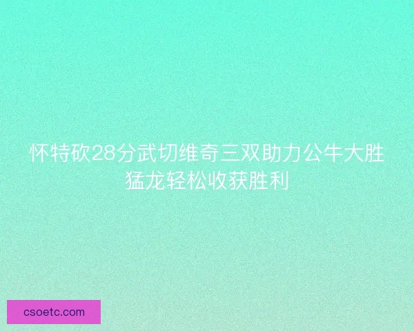 怀特砍28分武切维奇三双助力公牛大胜猛龙轻松收获胜利