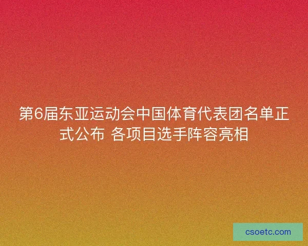 第6届东亚运动会中国体育代表团名单正式公布 各项目选手阵容亮相