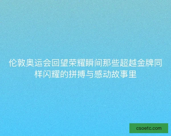 伦敦奥运会回望荣耀瞬间那些超越金牌同样闪耀的拼搏与感动故事里