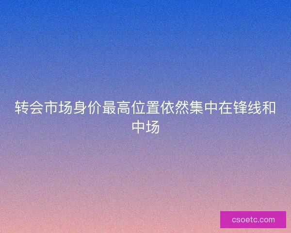 转会市场身价最高位置依然集中在锋线和中场