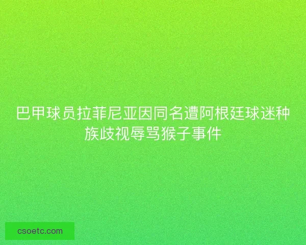 巴甲球员拉菲尼亚因同名遭阿根廷球迷种族歧视辱骂猴子事件